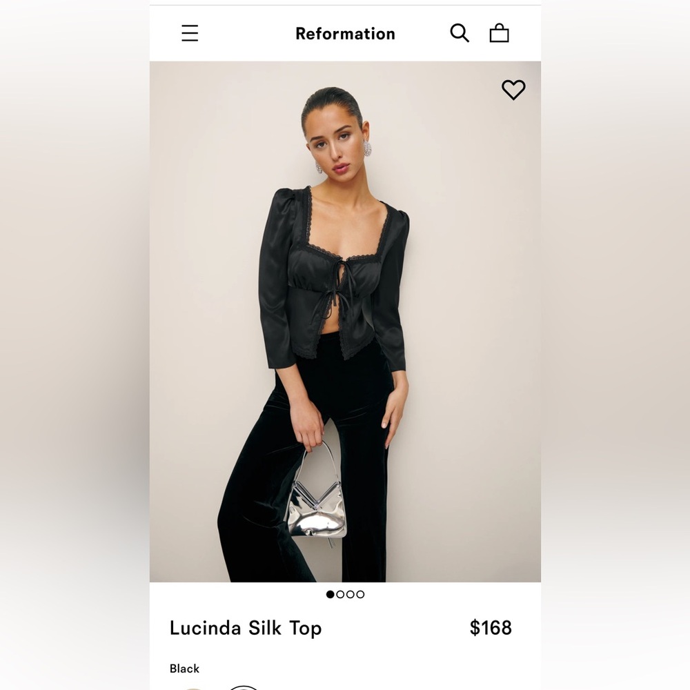 NWT Reformation Lucinda Silk Top